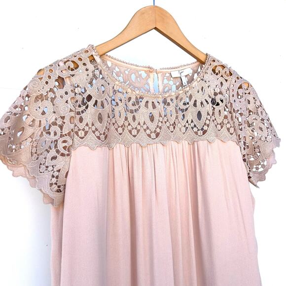 New Joie Lalelei Almond Mini Dress Short Pink Lace Romantic Feminine Small - Picture 5 of 7